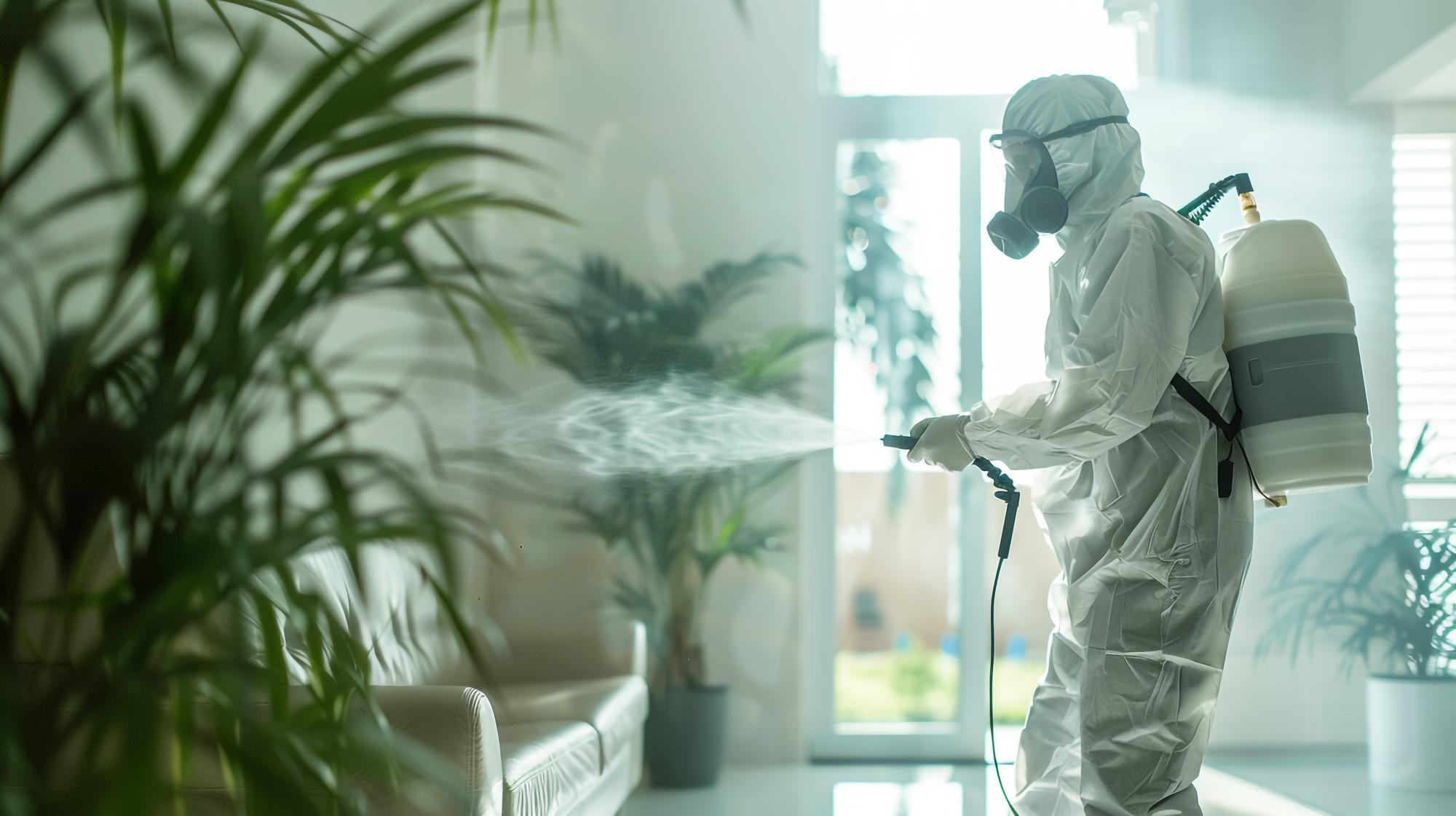 A professional cleans a property that tested for meth contamination.