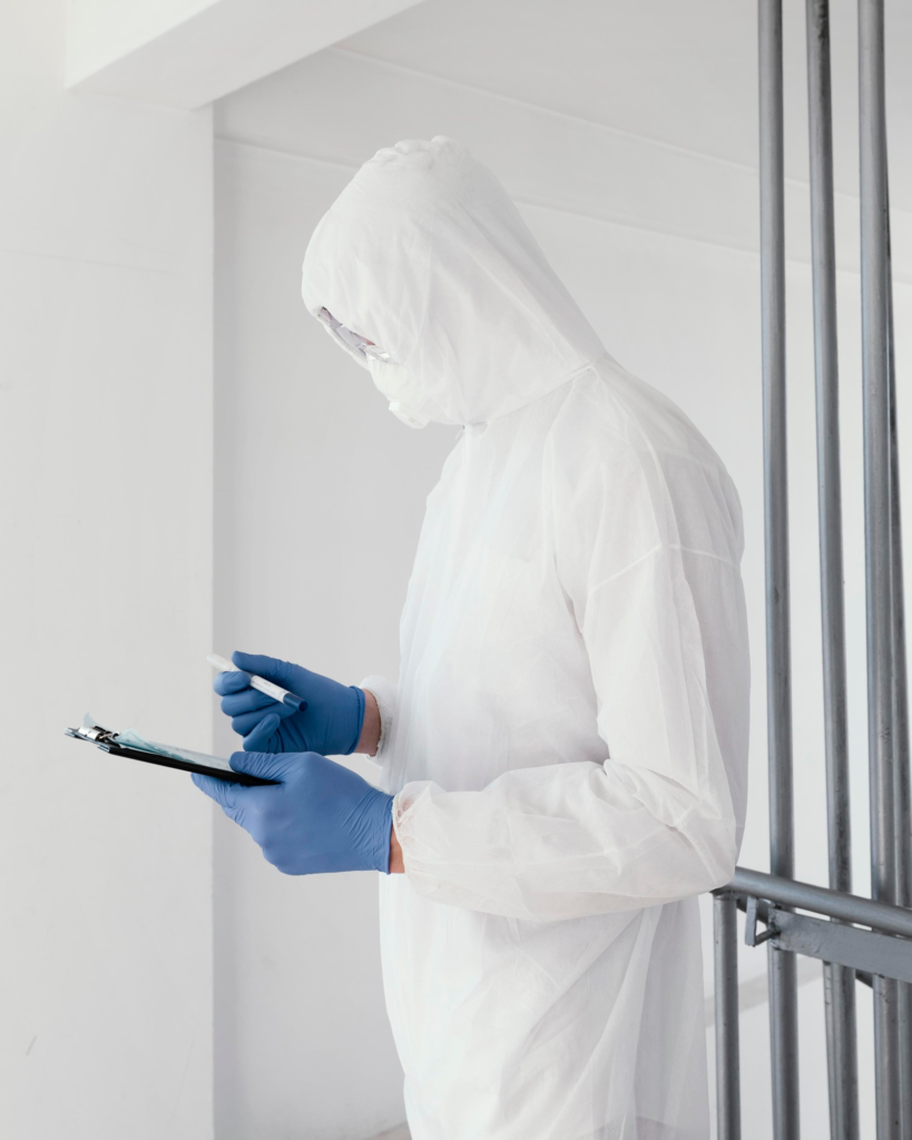 Technician testing a New Zealand property under meth lab disclosure real estate rules.