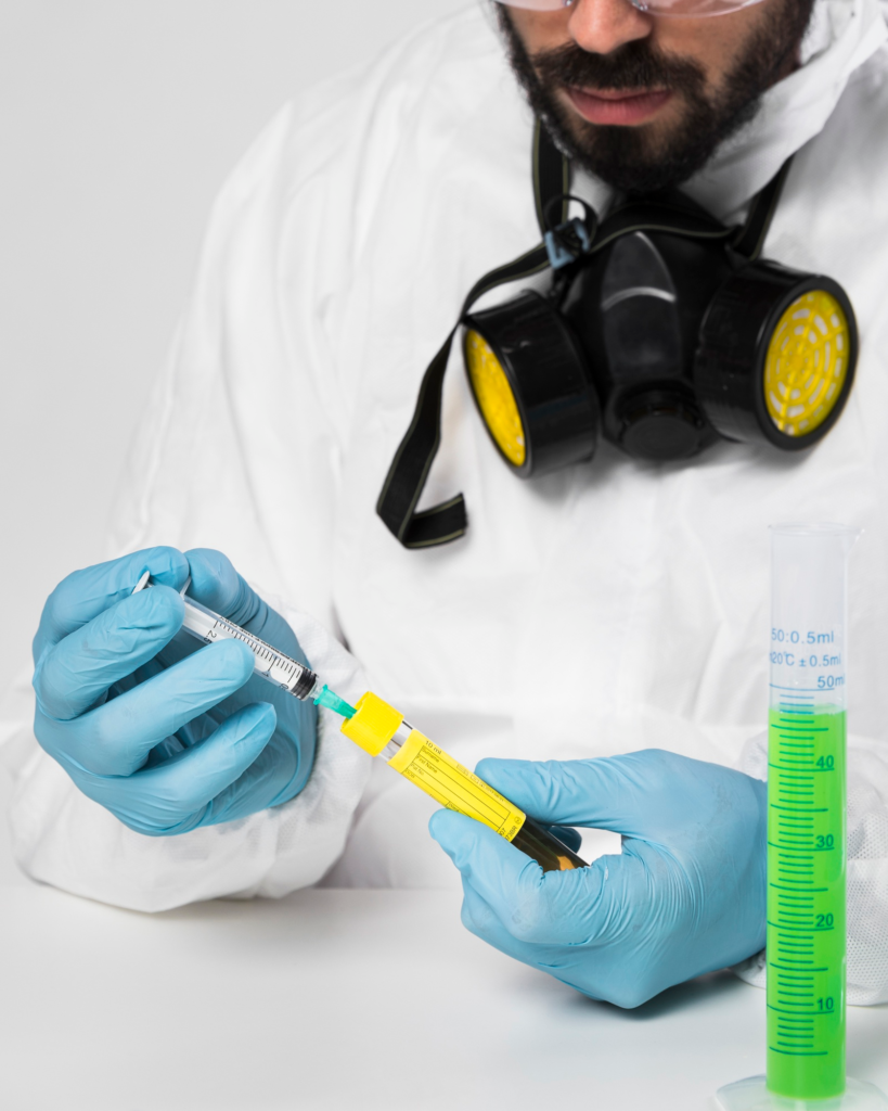 A professional conducts a test for meth contamination.